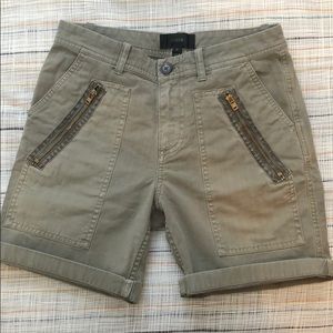 Zipper detail utility jean shorts